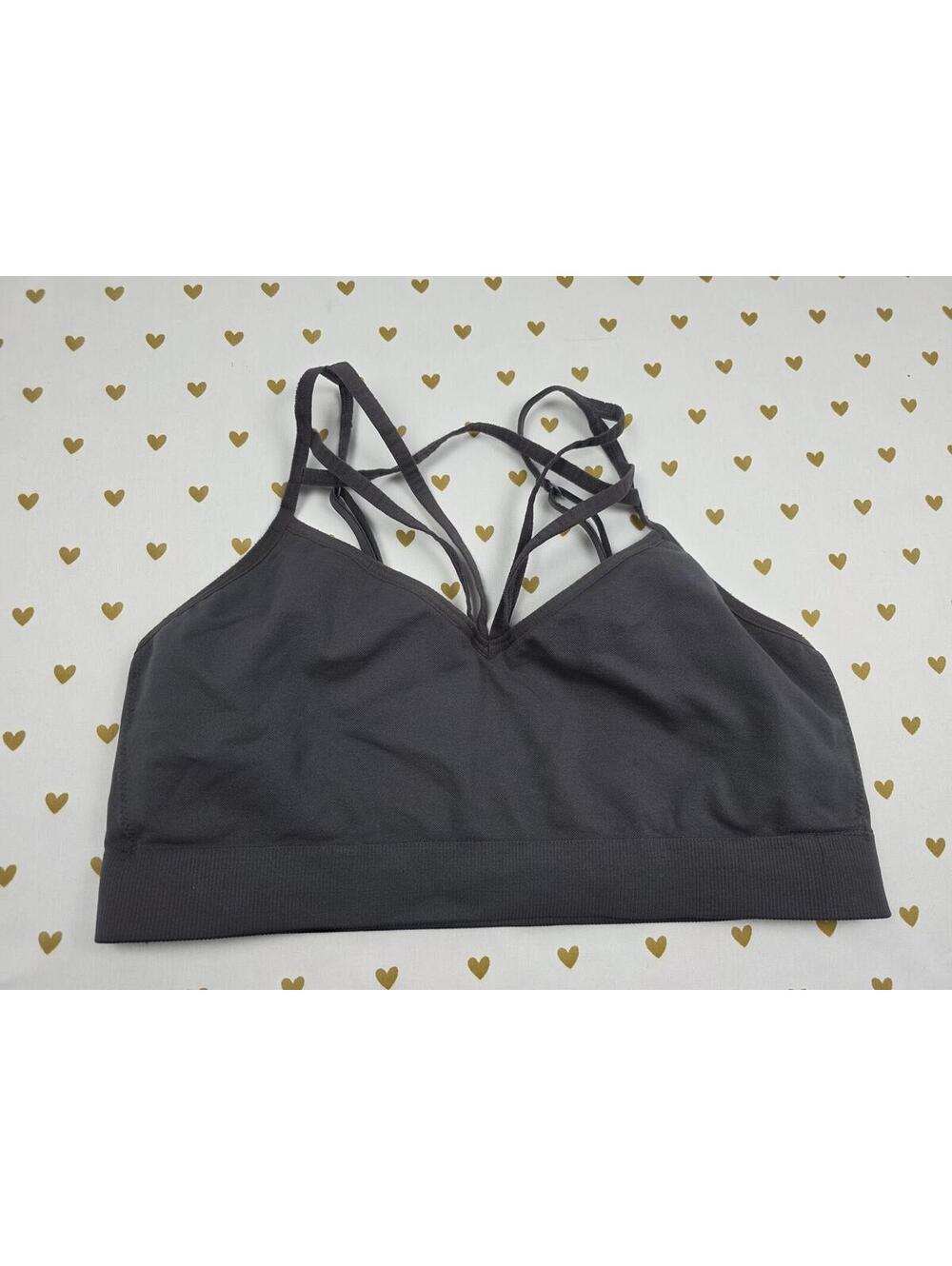 Victorias Secret Pink Grey Stretchy Sports Bra Large Bralette Bra Top Tank